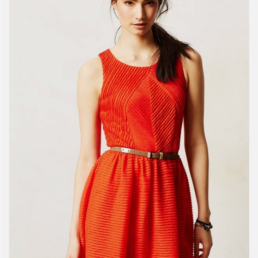 Bordeaux by Anthropologie Scarlet Textured Sleeveless Mini Dress